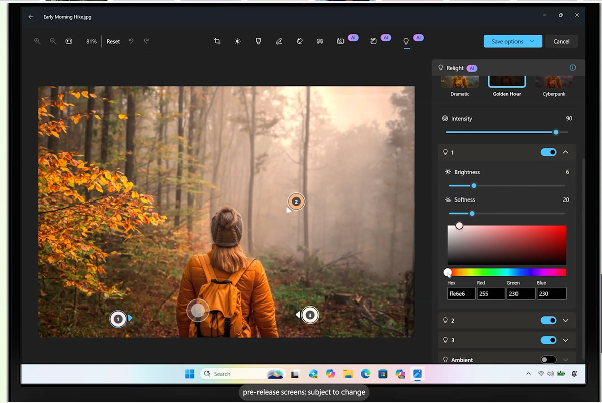 Microsoft Windows AI Lighting Lighting