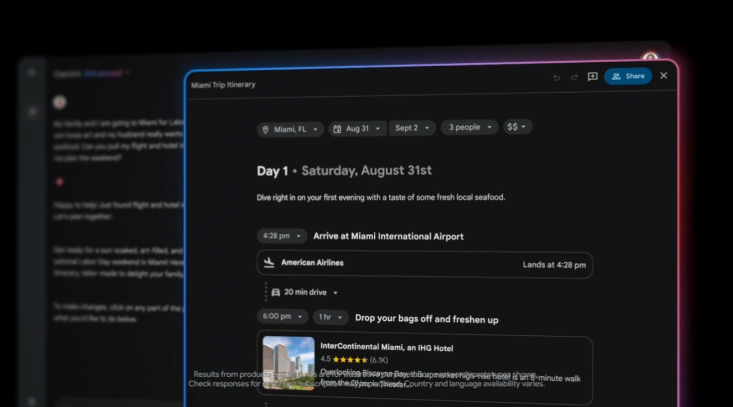 مثال على التكرار الشخصي الذي يتم إنشاؤه في Gemini Advanced.