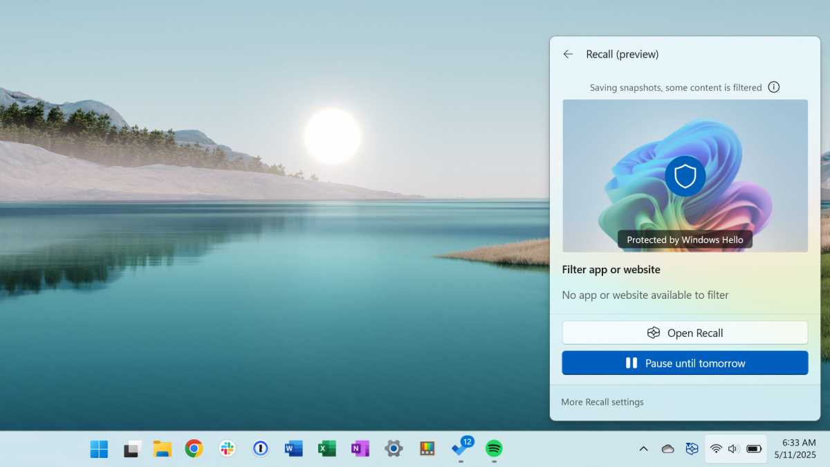 استدعاء Windows على لقطة شاشة Copilot Plus PC