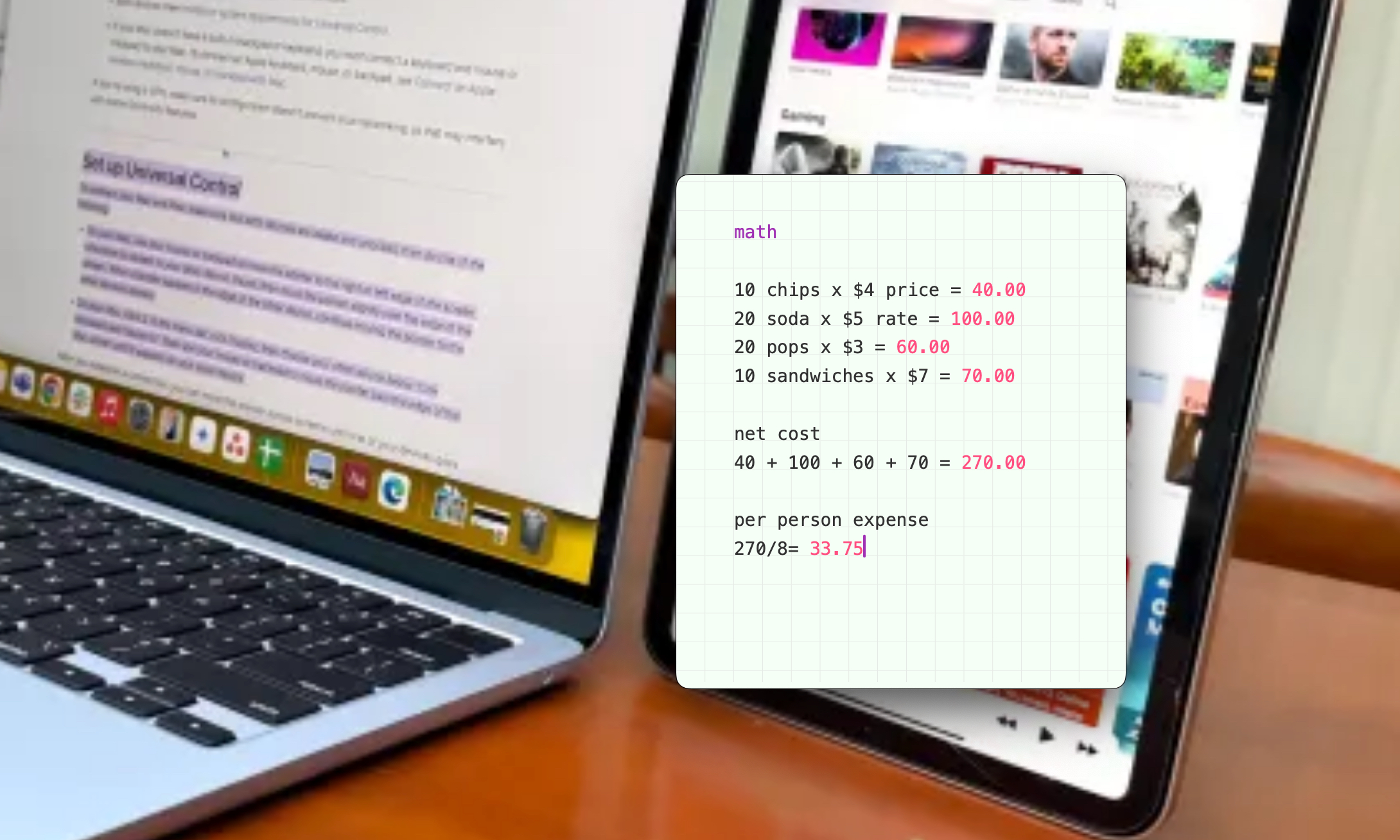 القيام بالرياضيات في تطبيق Antinote لـ MacOS.