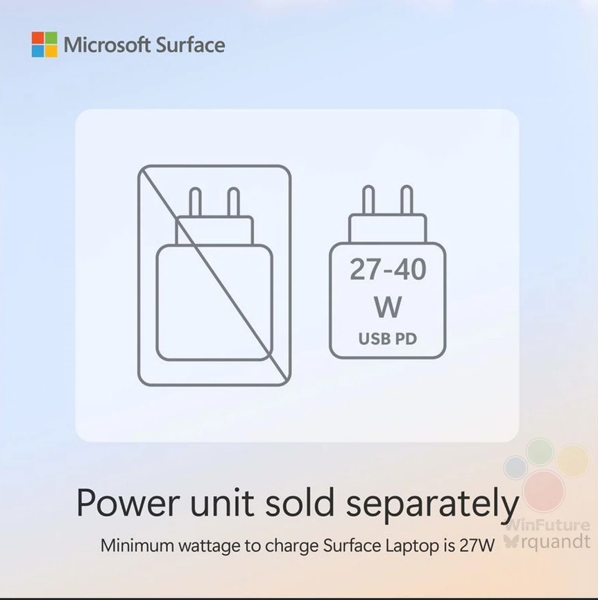 لن تشير الشريحة التي تشير إلى أن أجهزة Microsoft Surface 2025 الجديدة لن يتم شحنها بمحول شحن