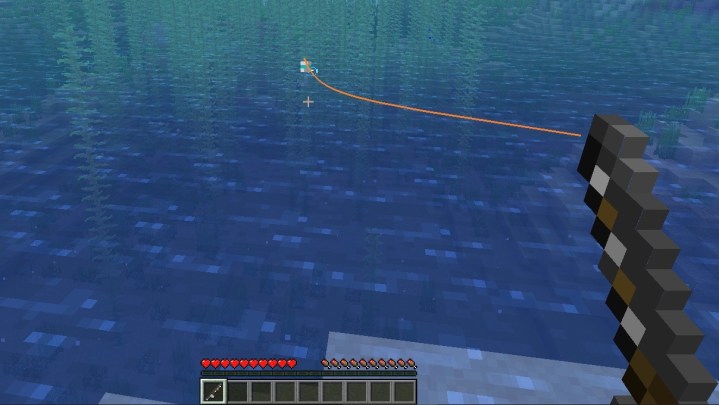 لقطة شاشة Minecraft التي تظهر خط الصيد ومعالجة