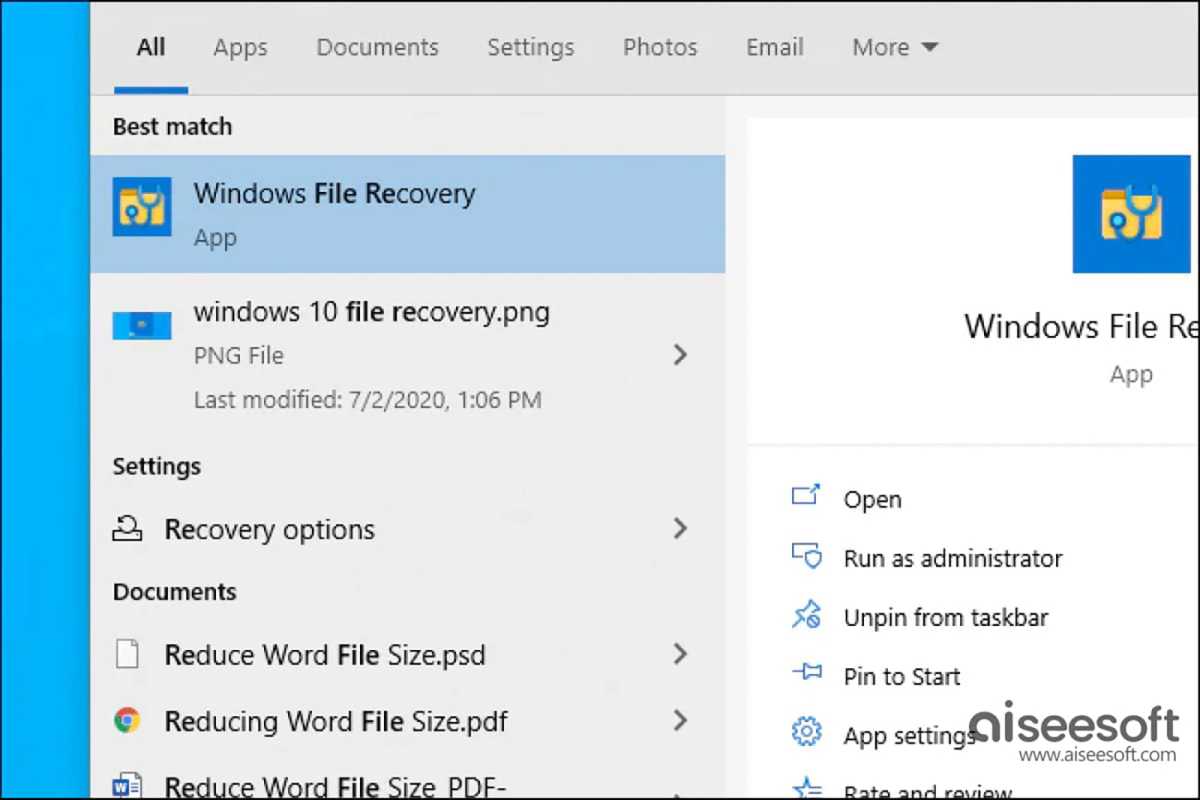 تطبيق استرداد ملفات Windows