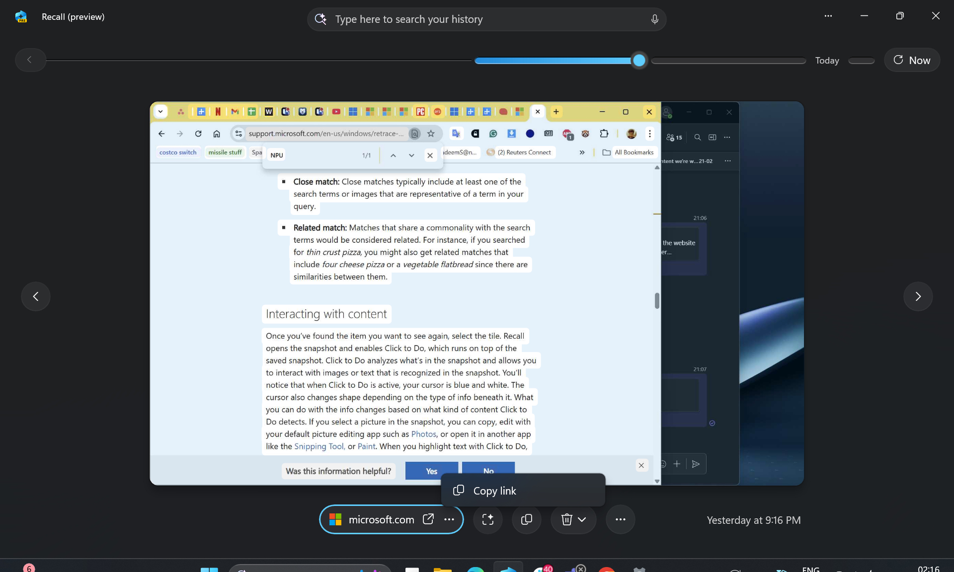 ارتباط نسخة من نظام التشغيل Windows 11 استدعاء.