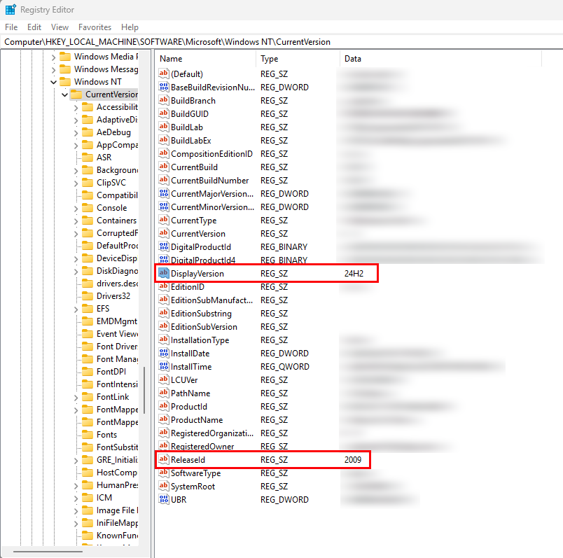 إصدار Windows وبناء