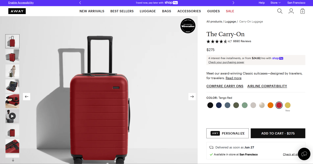 قائمة المنتجات لـ Carry-On Luggage