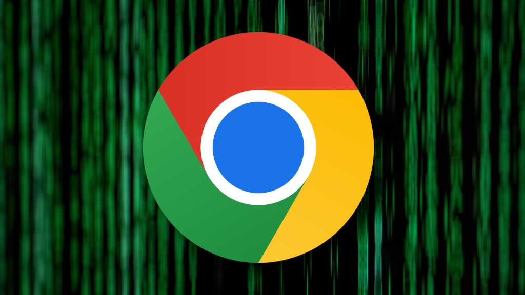 شعار Chrome على خلفية Hacker على نمط المصفوفة