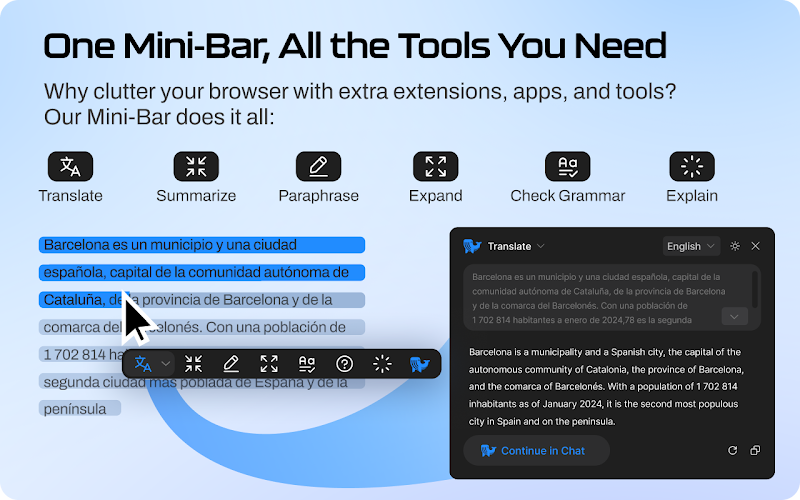 Deepseek Assistant Chrome Extension Mini Bar مثال