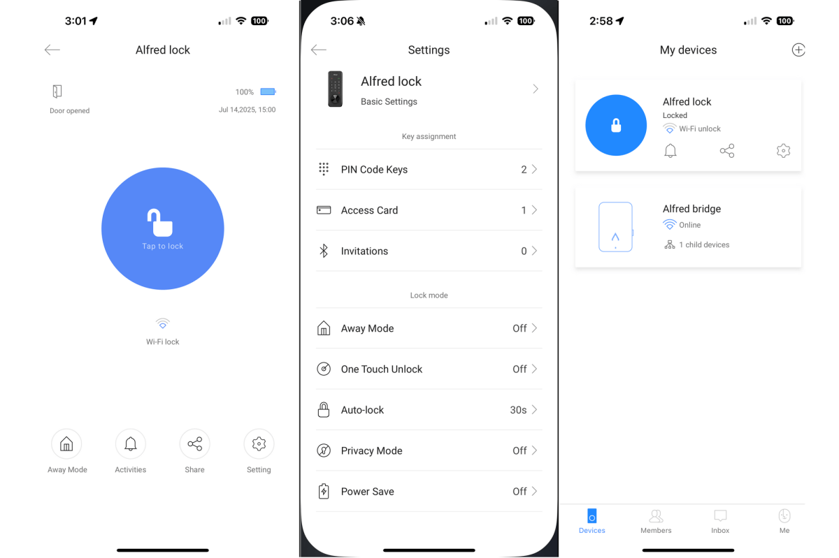 لقطات تطبيق Alfred Smart Lock