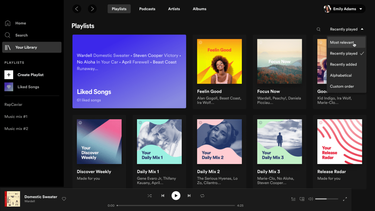 Spotify Windows يعرض لقطة شاشة قسم المكتبة الخاصة بك