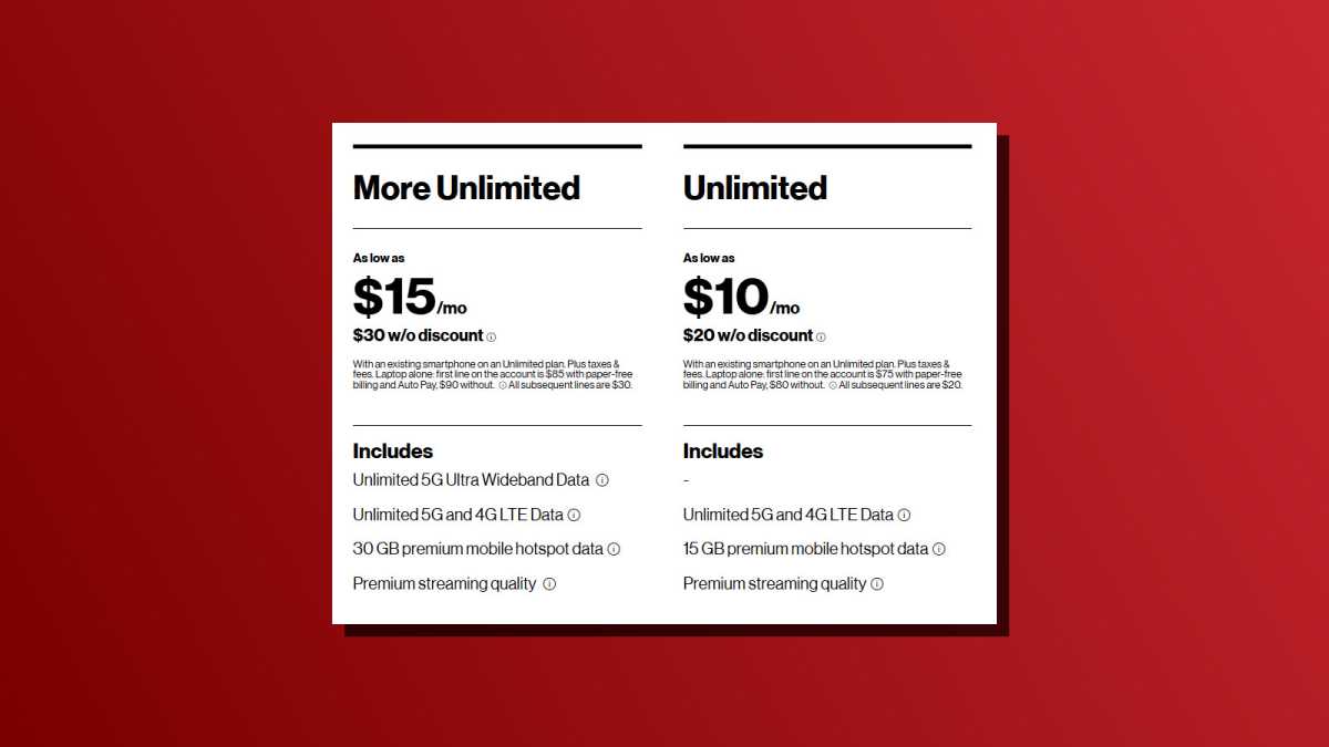 خطط بيانات الكمبيوتر المحمول في Verizon 5G