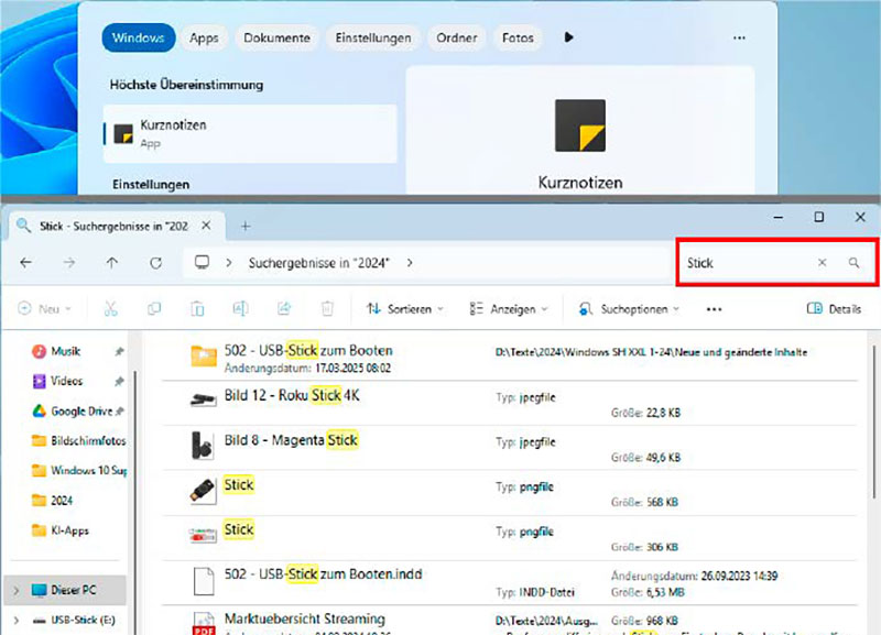 Während Die Windows-Suche über das startmenü häufig nicht Zum Ziel führt (Ganz Oben) ، Findet Die Klassische suche über den-explorer die gewünschten dateien في aller regel schnell end zuverlässs.