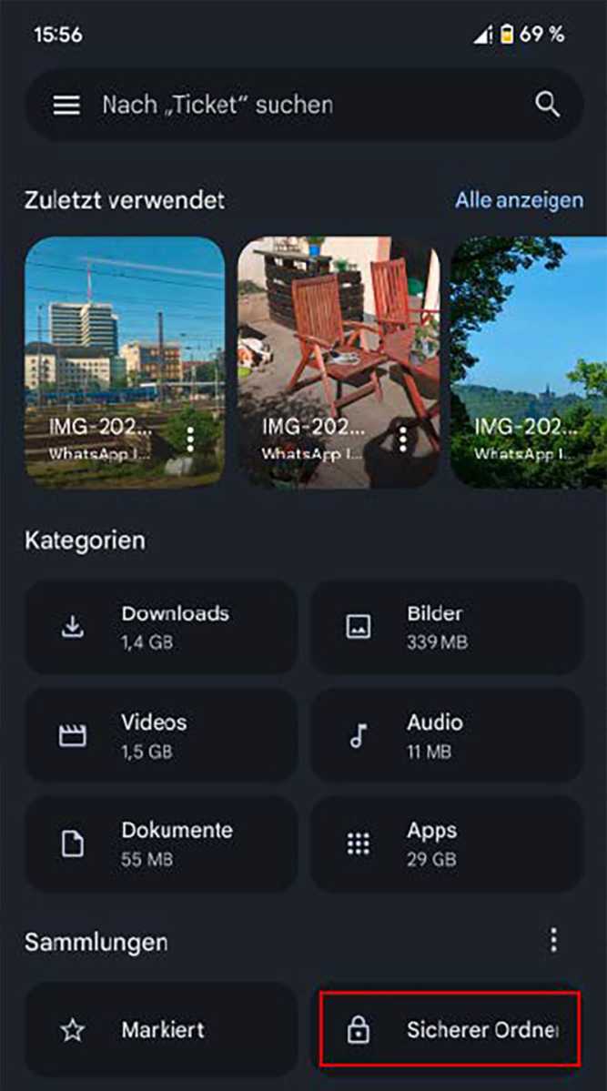 Die Dateimanager-App Google Files Pringt eine funktion zum anlegen eines sicheren ، verschlüsselten orders für Vertrauliche daten mit.