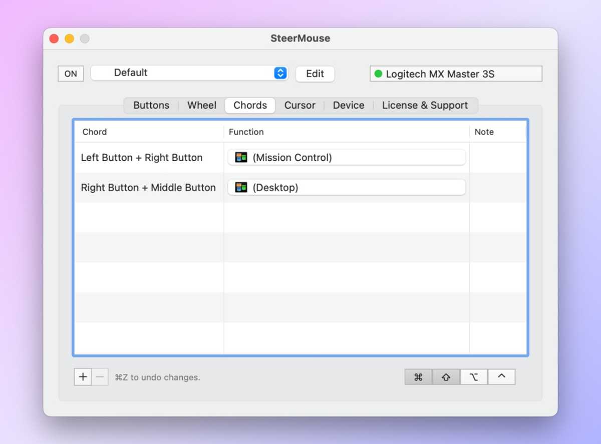إعداد الوتر في Steermouse