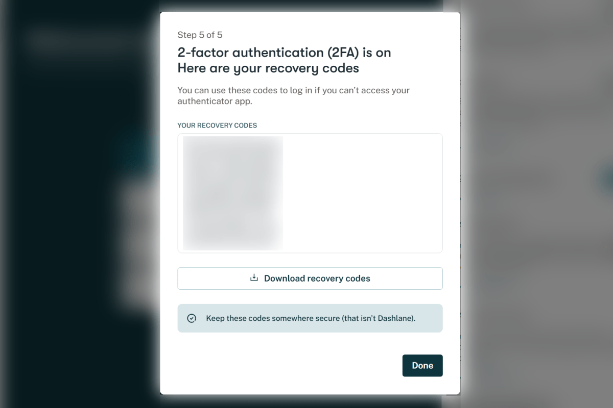 رموز النسخ الاحتياطي لـ 2FA في Dashlane