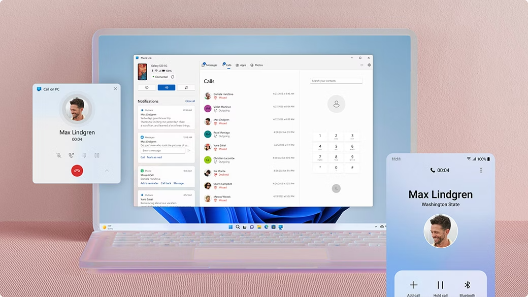 رابط هاتف Windows 11 25h2