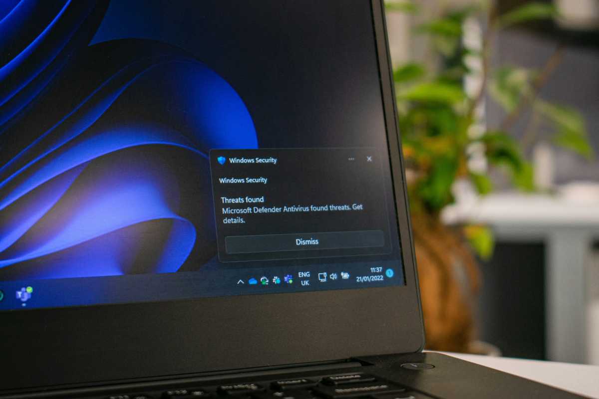 تم العثور على تهديدات Windows 11 Security Antivirus Dealog