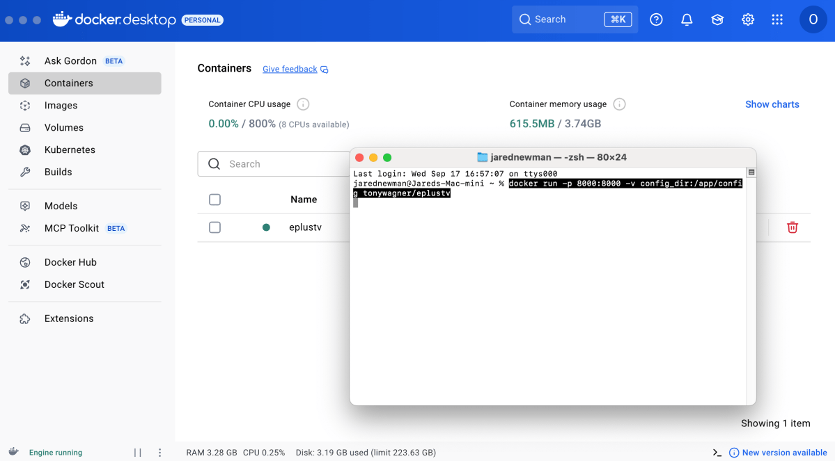 إعداد حاوية Docker للقنوات