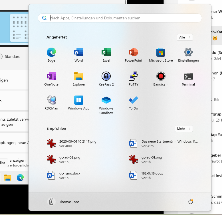 Windows 11 StartMenü في Der Klassischen Ansicht