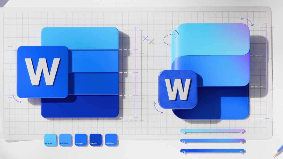 Vergleich zwischen altem und neuem icon für Microsoft Word