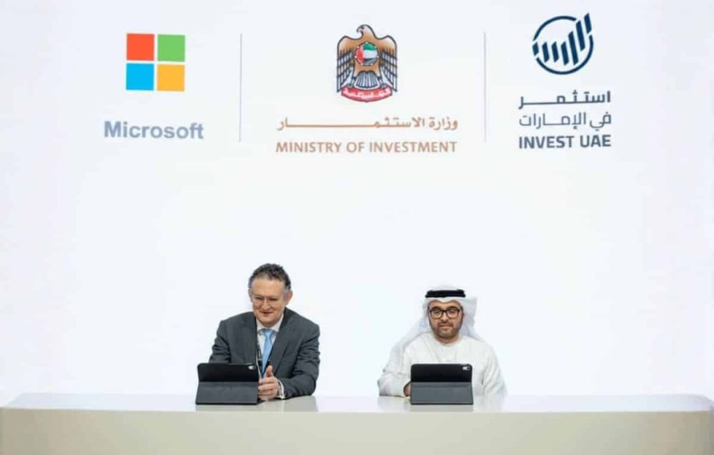 “وزارة الاستثمار” و”مايكروسوفت” تتعاونان لتعزيز منظومة الاستثمار بالذكاء الاصطناعي في الإمارات
