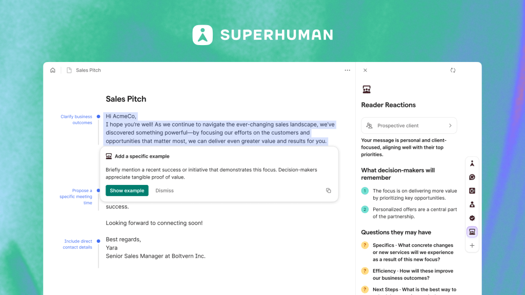 مجموعة الذكاء الاصطناعي الجديدة من Superhuman تتحقق من حياتك