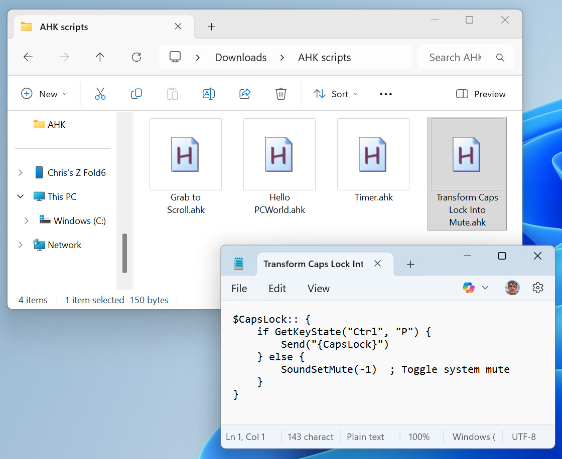 كتابة وتشغيل البرنامج النصي AutoHotkey