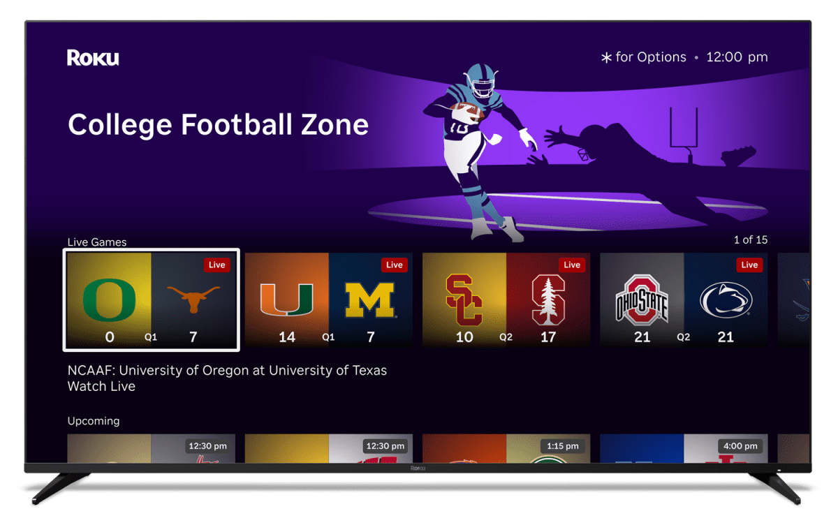 قائمة Roku Sports مع النتائج المباشرة