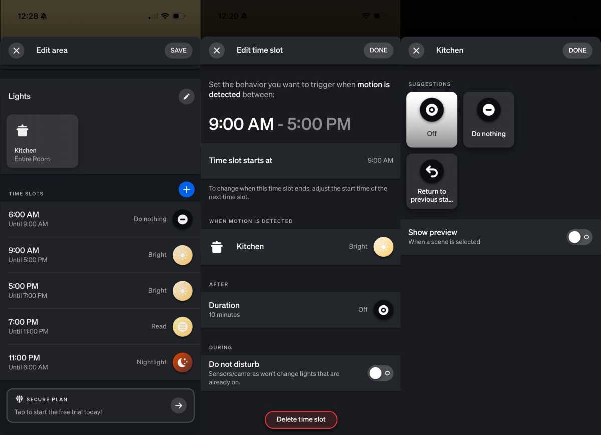 لقطة شاشة لمنطقة الحركة Hue